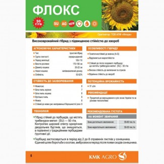 Насіння соняшнику ФЛОКС (Екстра) ( Стандарт +) 2023 рік, КМК Агро, Україна