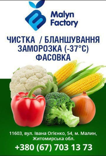 Послуги шокової заморозки ягід, овочів та фруктів (-37 ) в Житомирській області